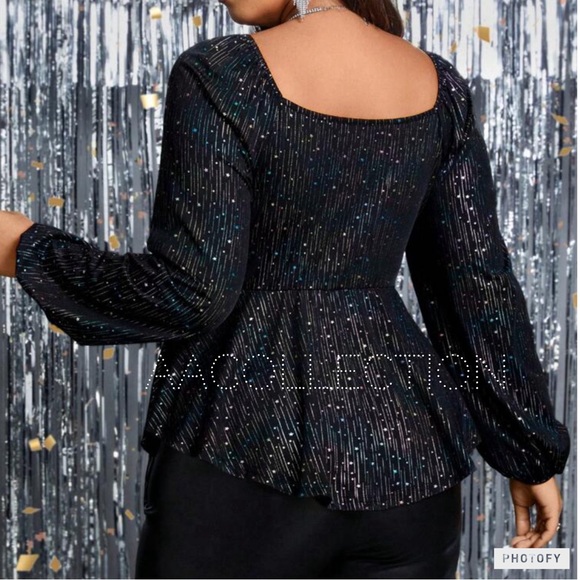 Luxe Plus Size Plunge Twist Neckline Top Blouse Shirt Black - Picture 2 of 4